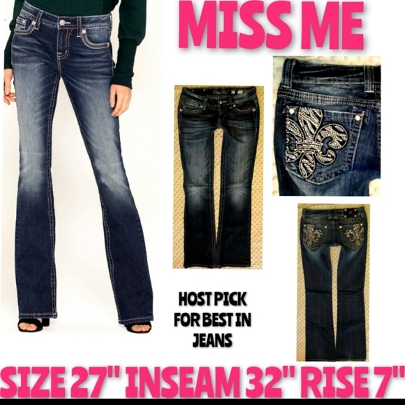 Miss Me Denim - Miss Me Jeans Size 27 Low Rise Boot Cut Le Fleur